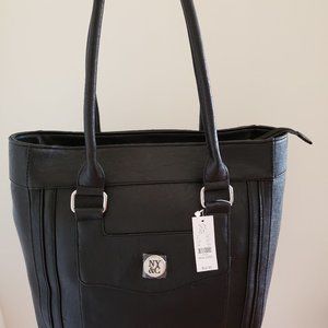 New York & Company Black Faux Leather Tote NWT